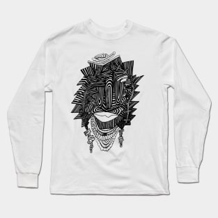 Line Art Tshirt Mask Long Sleeve T-Shirt